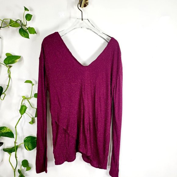 Chaser Flowy Silk Blouse Womens Medium Burgundy V Neck Lagenlook‎ Loose NEW - Picture 9 of 10